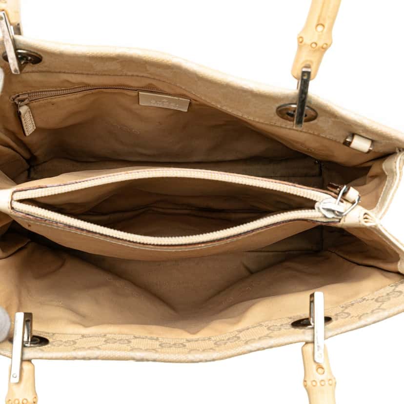 Gucci GG Canvas Bamboo Satchel Brown Very good condition - Model View