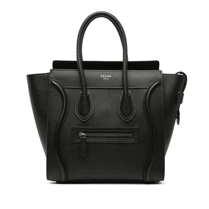 Celine Mini Grained Calfskin Luggage Tote Black Leather Very good condition - Front View