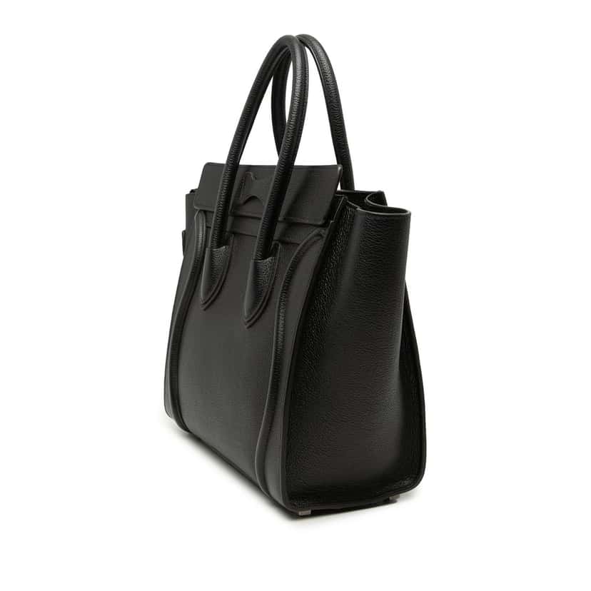 Celine Mini Grained Calfskin Luggage Tote Black Leather Very good condition - Back View