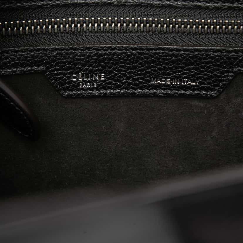 Celine Mini Grained Calfskin Luggage Tote Black Leather Very good condition - Box View