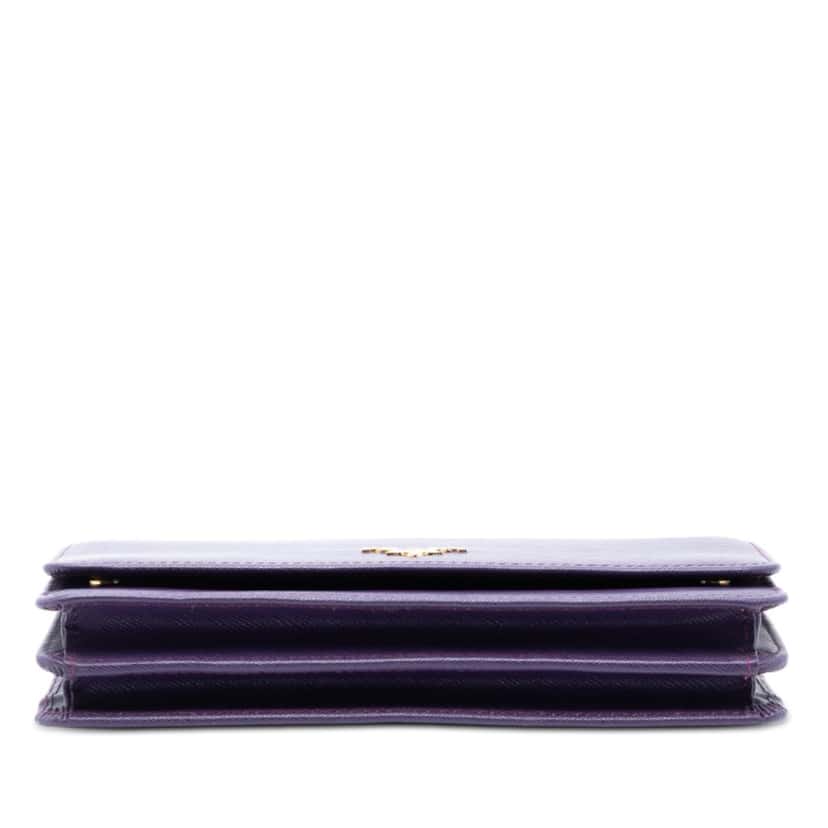 Prada Saffiano Wallet on Strap Purple Leather Very good condition - Inside View