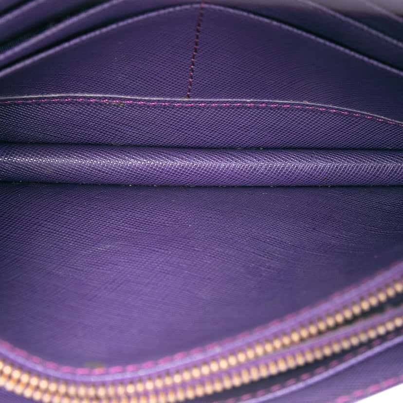 Prada Saffiano Wallet on Strap Purple Leather Very good condition - Model View
