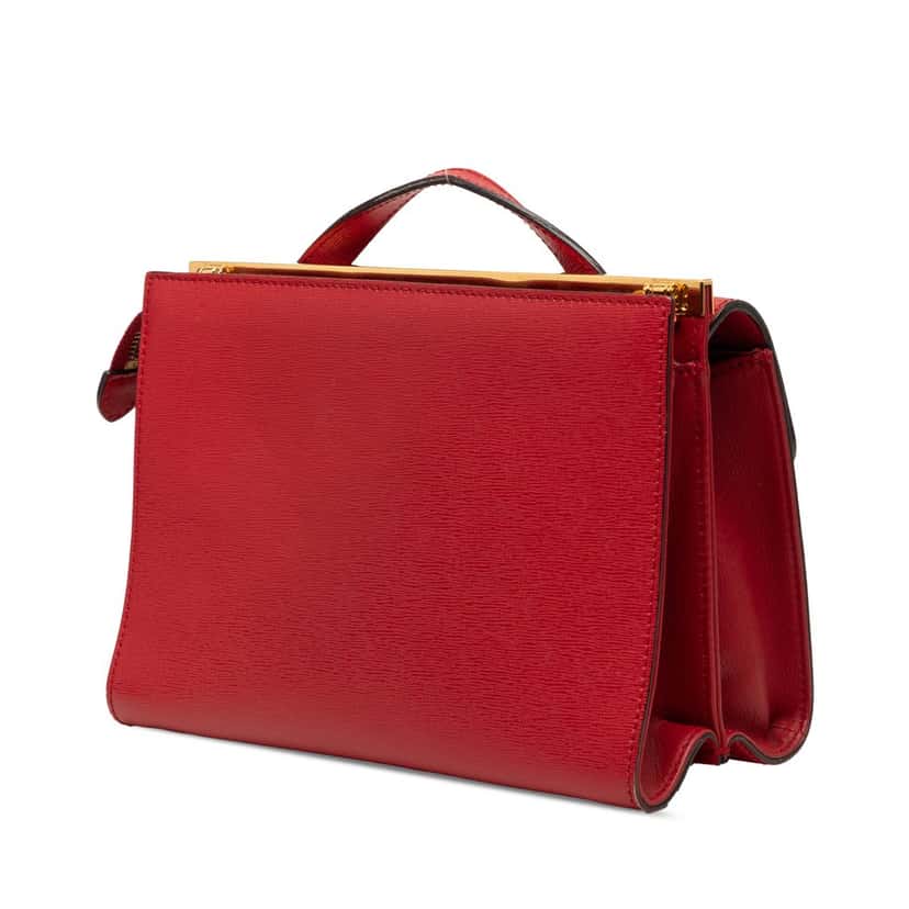 Fendi Small Leather Demi Jour Top Handle Bag Red Leather Very good condition - Back View