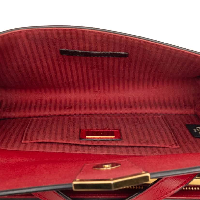 Fendi Small Leather Demi Jour Top Handle Bag Red Leather Very good condition - Model View