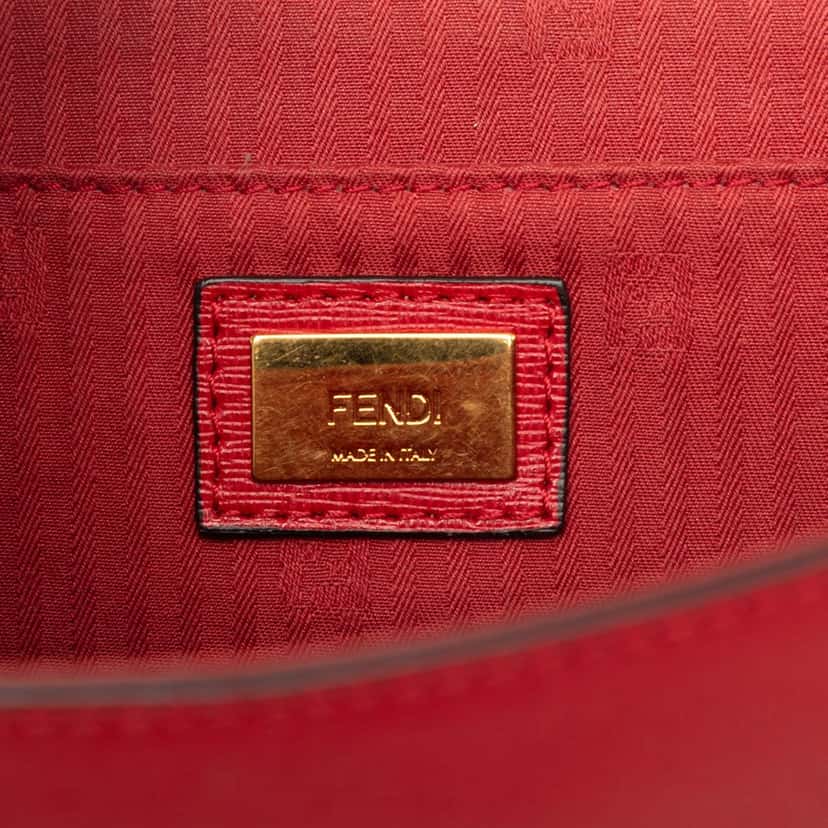 Fendi Small Leather Demi Jour Top Handle Bag Red Leather Very good condition - Box View