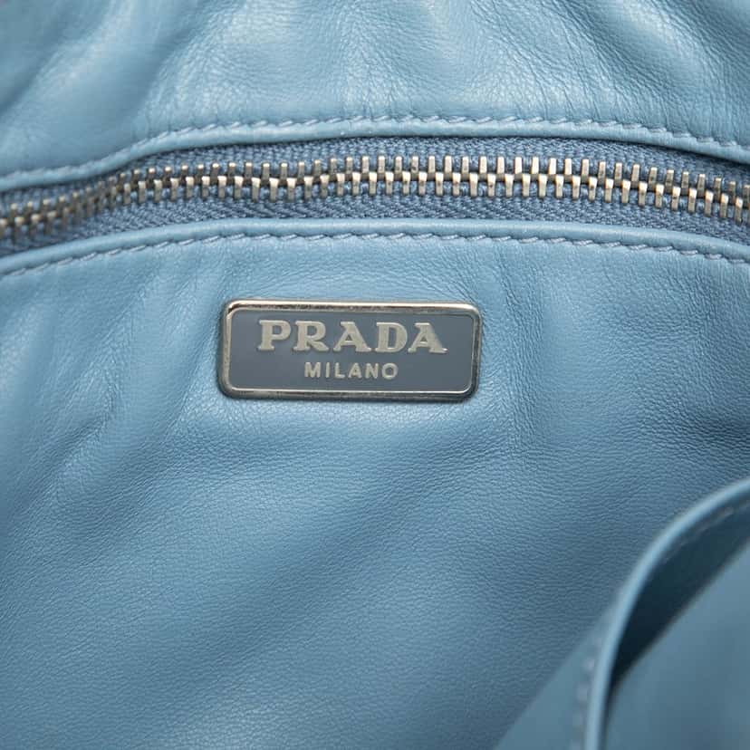 Prada Saffiano Clutch Blue Leather Very good condition - Box View
