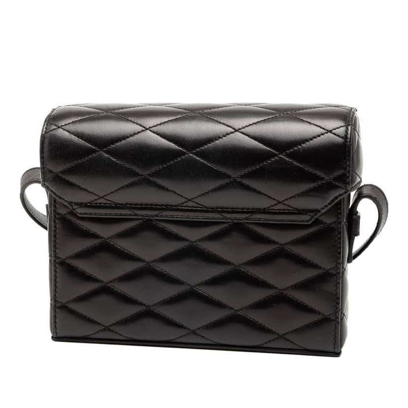 Saint Laurent Quilted Lambskin Monogram June Box Bag Black Leather Very good condition - Back View