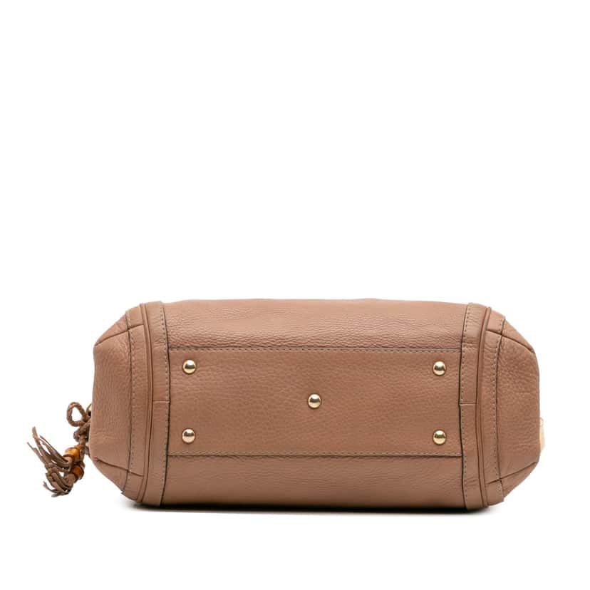 Gucci Medium Pebbled Calfskin Bella Shoulder Bag Brown Leather Very good condition - Inside View