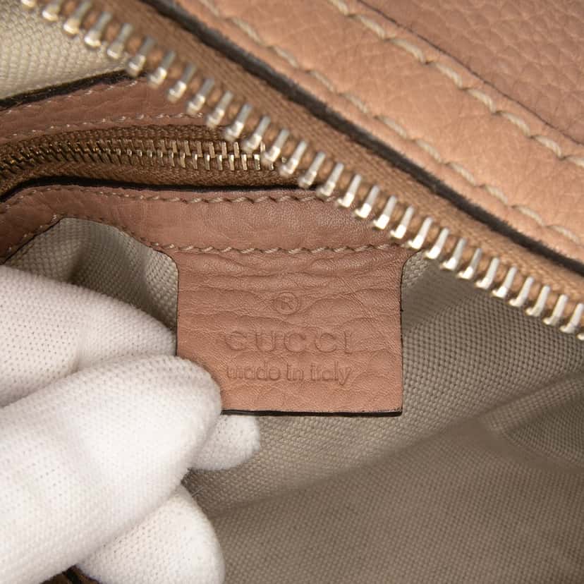 Gucci Medium Pebbled Calfskin Bella Shoulder Bag Brown Leather Very good condition - Box View