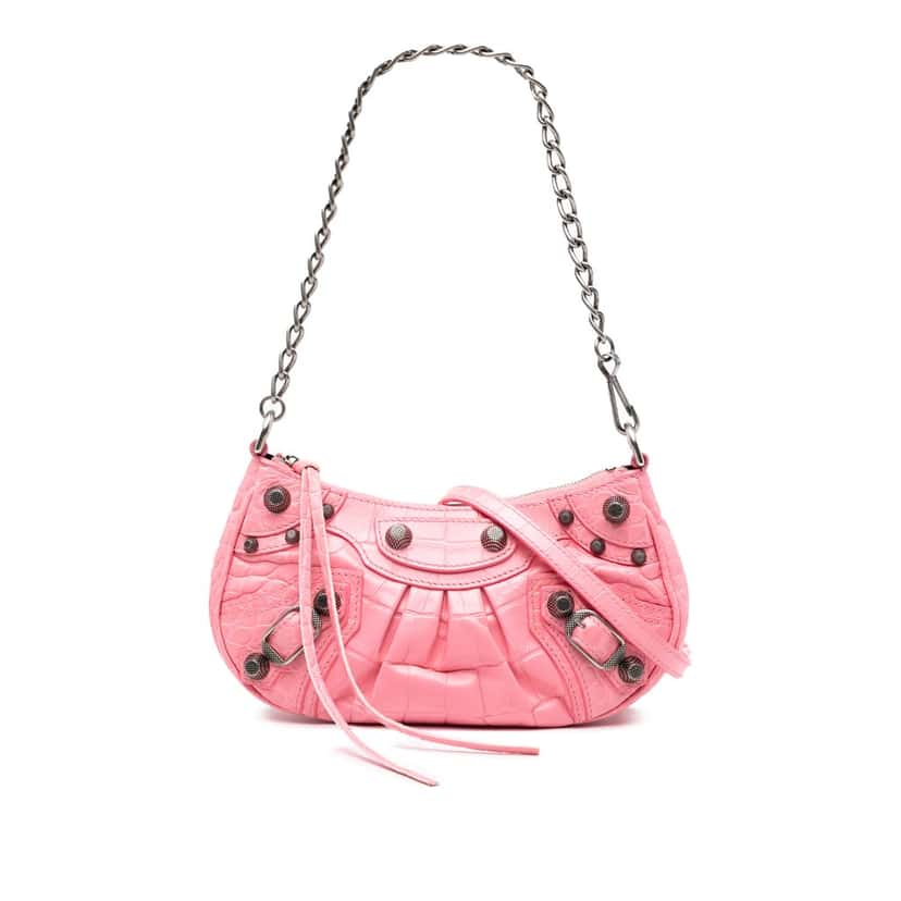 Balenciaga Mini Embossed Leather Motocross Le Cagole Pink Leather Very good condition - Front View
