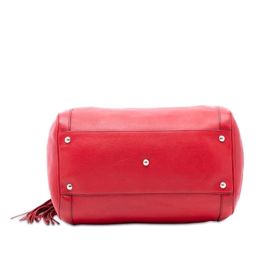 Gucci Medium Pebbled Calfskin Soho Boston Bag Red Leather Very good condition - Inside View
