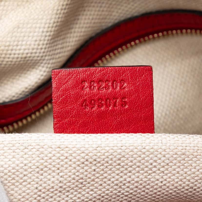 Gucci Medium Pebbled Calfskin Soho Boston Bag Red Leather Very good condition - Box View