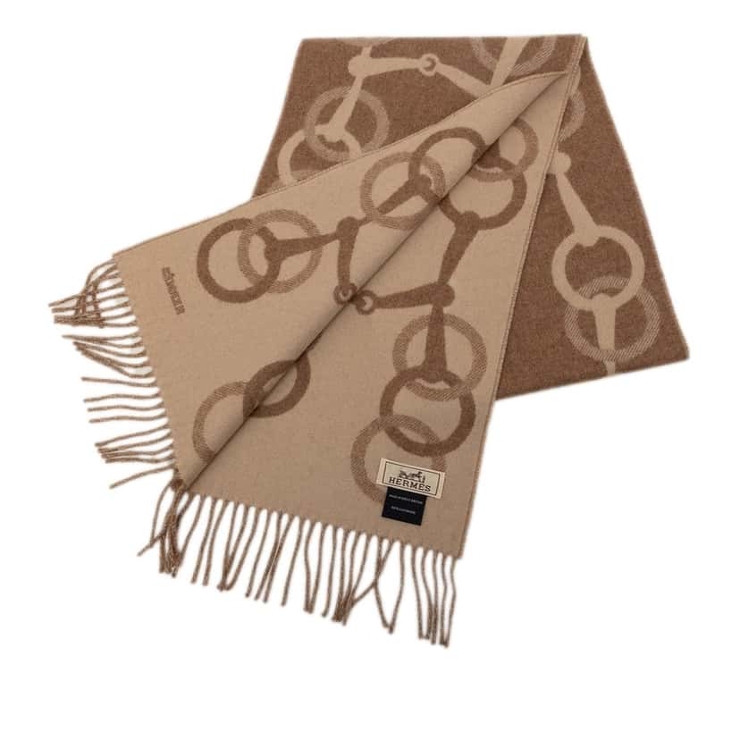 Hermès Any Mors Cashmere Scarf Brown Never worn - Back View