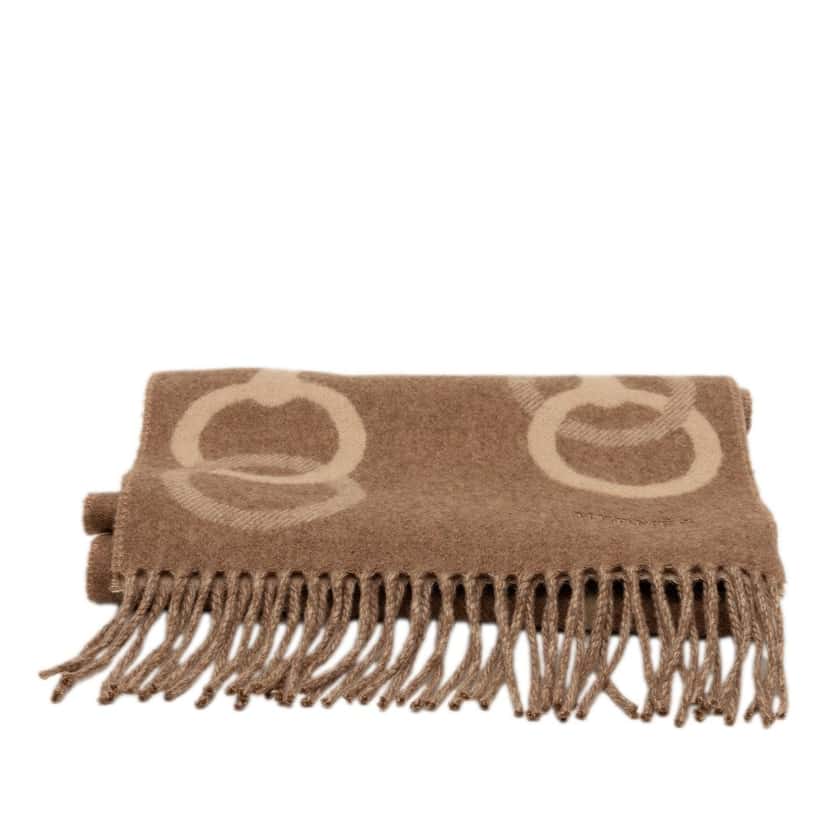 Hermès Any Mors Cashmere Scarf Brown Never worn - Inside View
