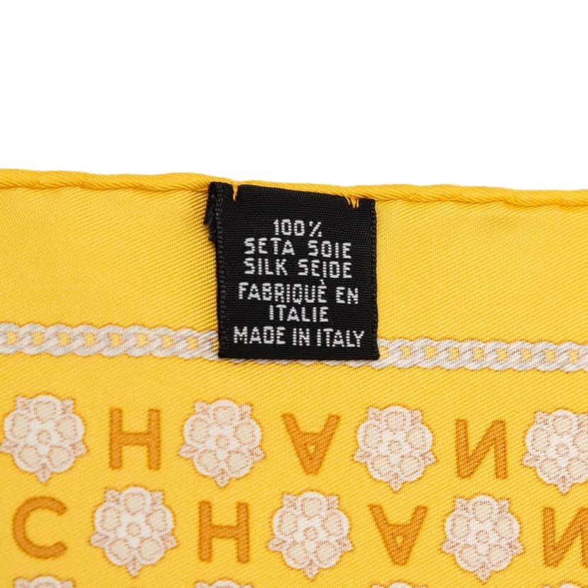 Chanel Camellia Logo Letters Silk Handkerchief Yellow Very good condition - Inside View