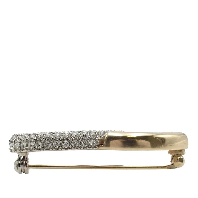 Chanel CC Brass and Strass Brooch Gold Metal Very good condition - Inside View