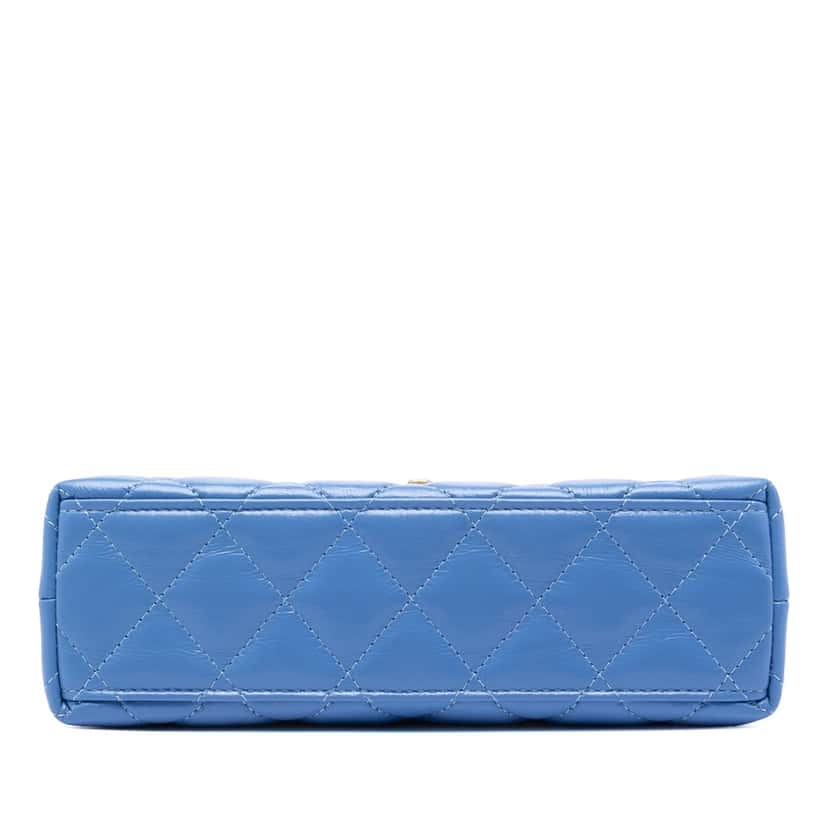 Chanel Nano Aged Calfskin Kelly Shopper Bag Blue Leather Very good condition - Inside View