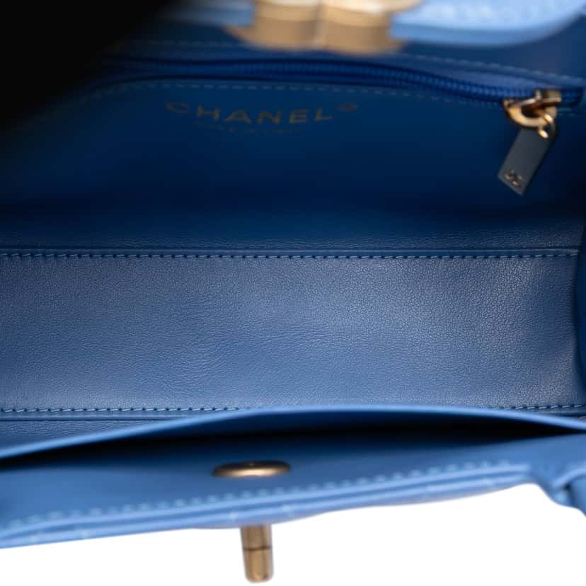 Chanel Nano Aged Calfskin Kelly Shopper Bag Blue Leather Very good condition - Model View