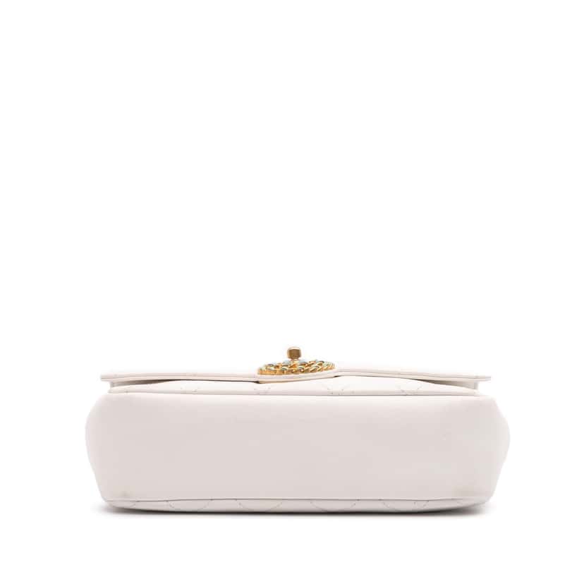 Chanel CC Quilted Calfskin Single Flap White Leather Very good condition - Inside View