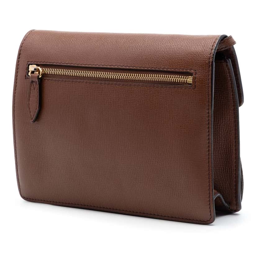 Burberry Small Leather and House Check Canvas Derby Macken Crossbody Brown Very good condition - Back View