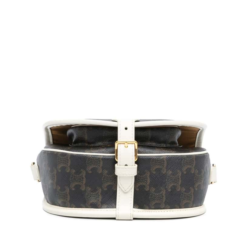 Celine Medium Triomphe Coated Canvas Folco Crossbody Brown Very good condition - Inside View