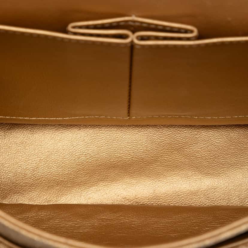 Chanel Medium Classic Embroidered Canvas Double Flap Beige Very good condition - Model View