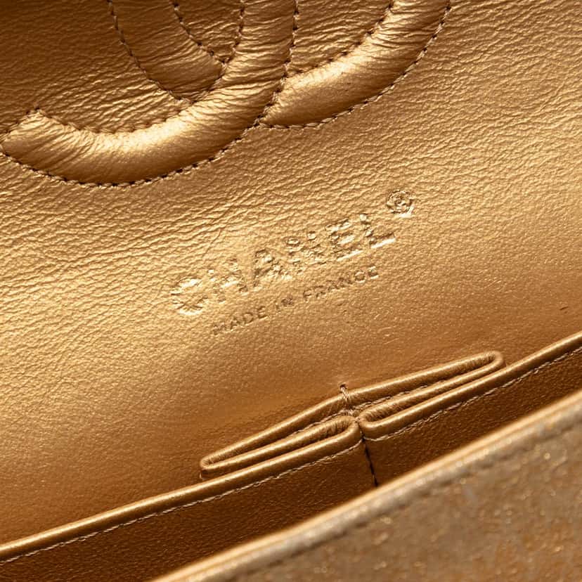 Chanel Medium Classic Embroidered Canvas Double Flap Beige Very good condition - Box View