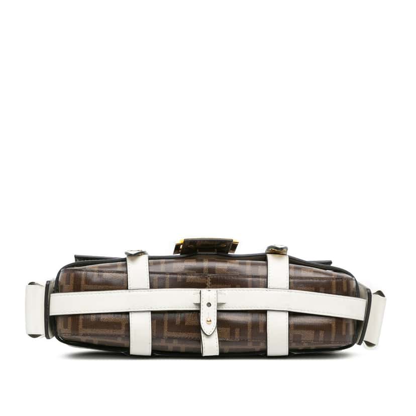 Fendi Zucca Glazed Fabric Cage Baguette Satchel Brown Very good condition - Inside View
