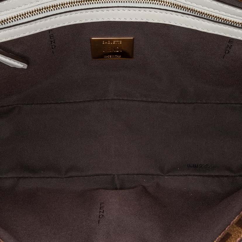 Fendi Zucca Glazed Fabric Cage Baguette Satchel Brown Very good condition - Model View