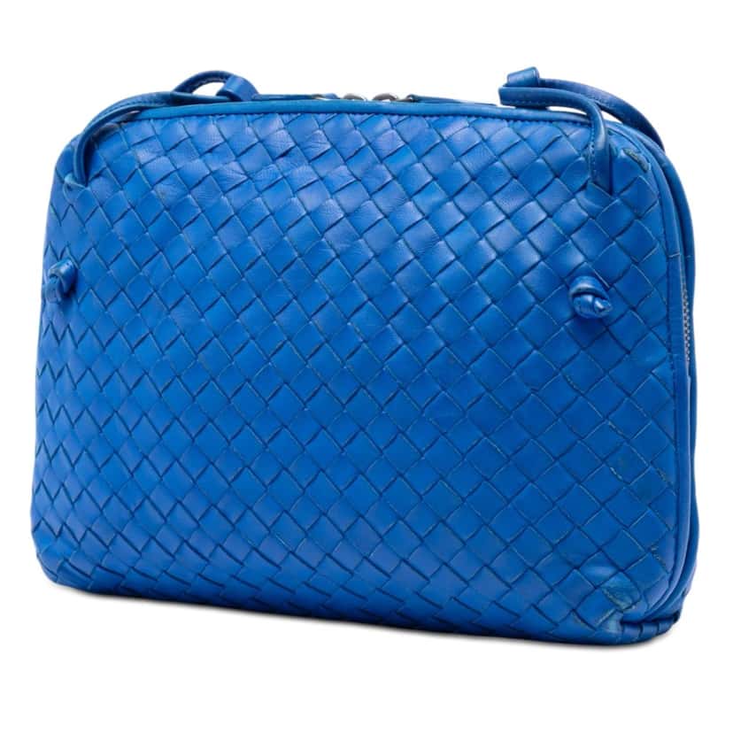 Bottega Veneta Nappa Intrecciato Nodini Crossbody Blue Leather Very good condition - Back View