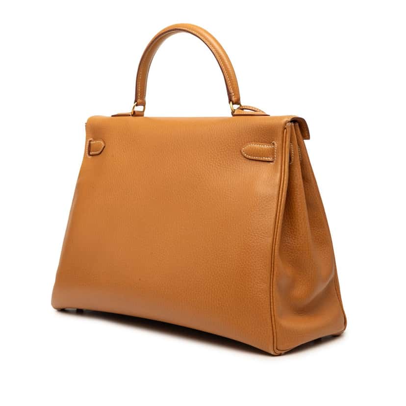 Hermès Clemence Kelly Retourne 35 Brown Leather Very good condition - Back View