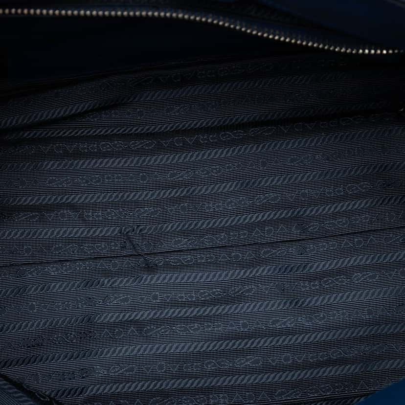 Prada Soft Calf Double Zip Convertible Tote Blue Leather Very good condition - Model View