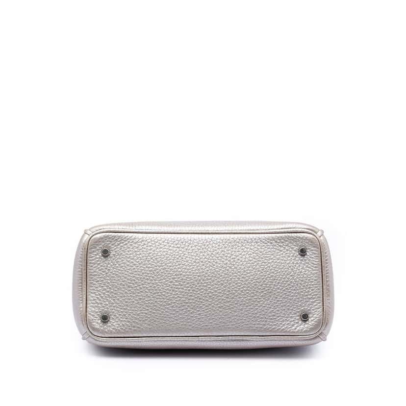 Dior Small Metallic Leather Diorissimo Satchel Silver Leather Very good condition - Inside View