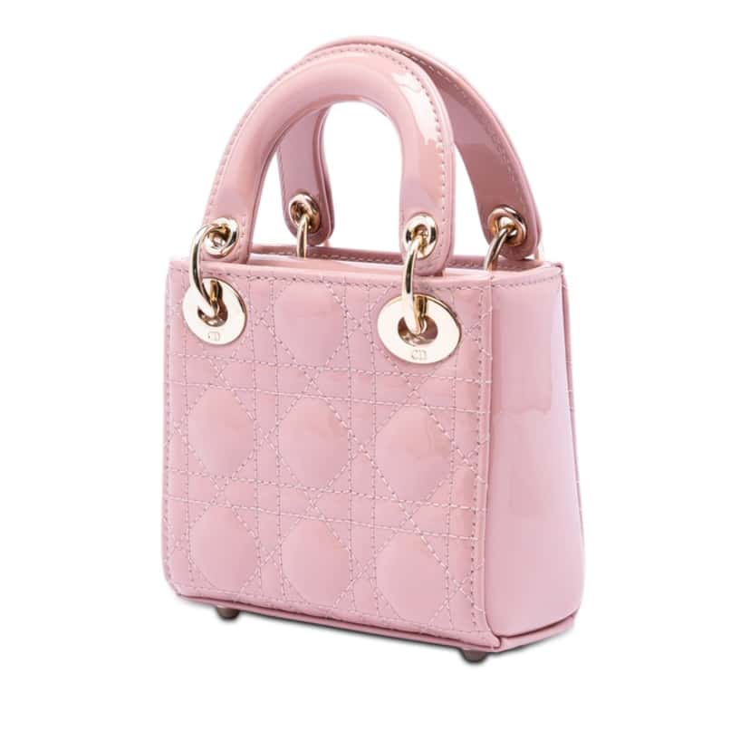 Dior Micro Patent Cannage Lady Dior Pink Leather Very good condition - Back View
