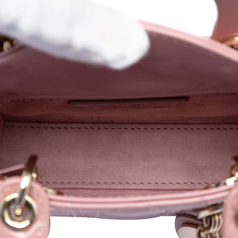 Dior Micro Patent Cannage Lady Dior Pink Leather Very good condition - Model View