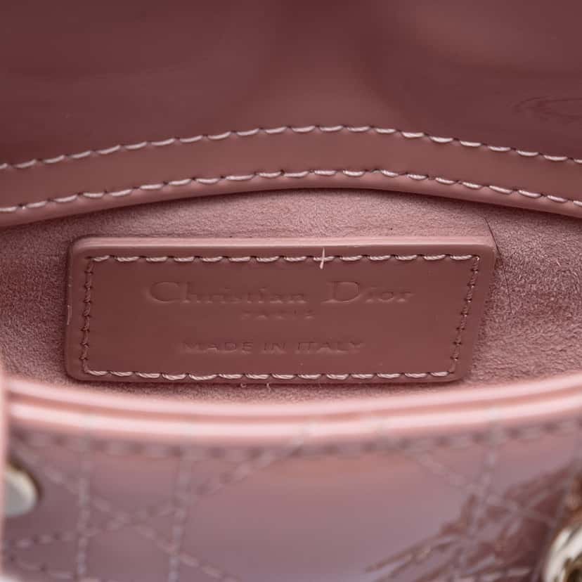 Dior Micro Patent Cannage Lady Dior Pink Leather Very good condition - Box View