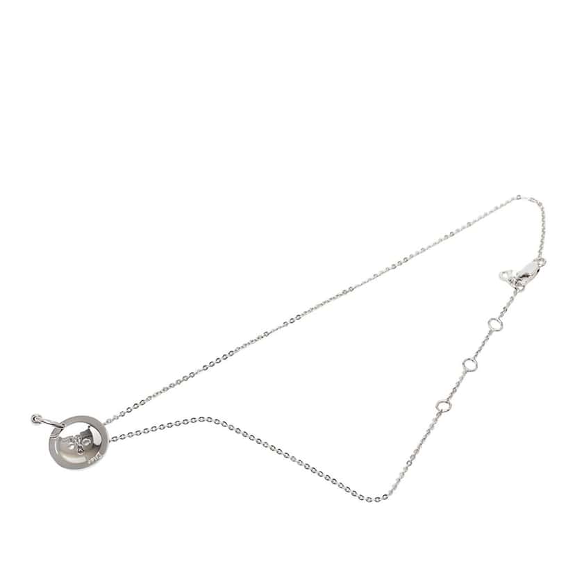 Dior Brass Button Pendant Necklace Silver Metal Very good condition - Front View