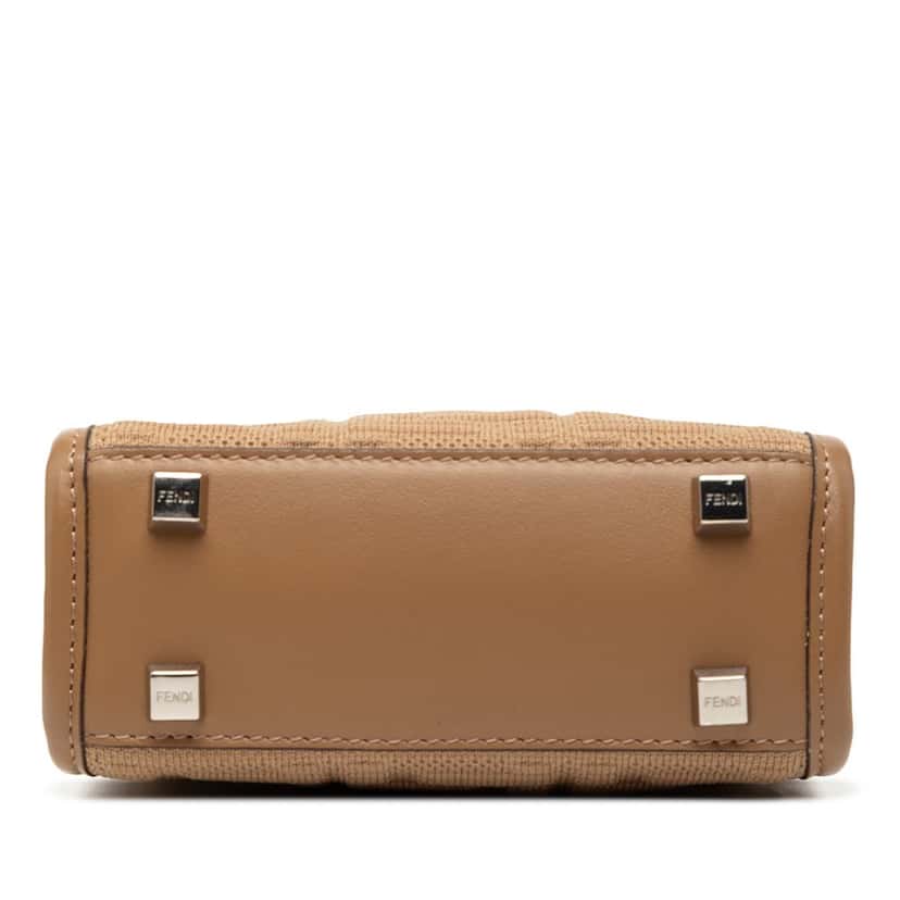 Fendi Mini Zucca Embossed Technical Fabric  Sunshine Shopper Tote Brown Very good condition - Inside View