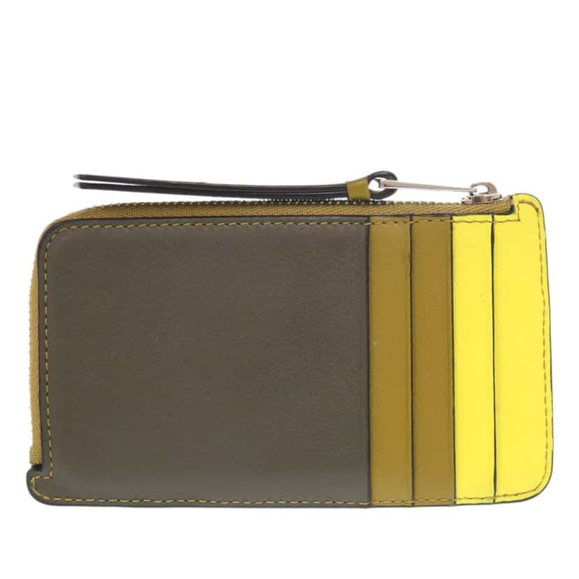 Loewe Tricolor Calfskin Puzzle Coin Card Holder Green Leather Very good condition - Back View