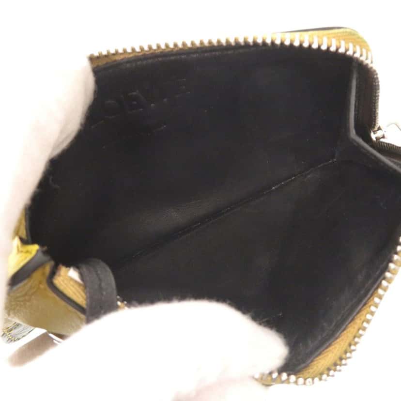 Loewe Tricolor Calfskin Puzzle Coin Card Holder Green Leather Very good condition - Inside View
