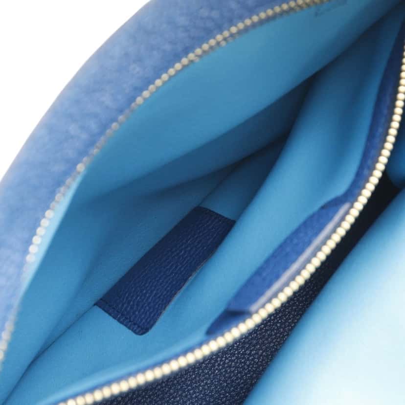 Ferragamo Medium Leather Pebbled Amy Tote Blue Leather Very good condition - Model View