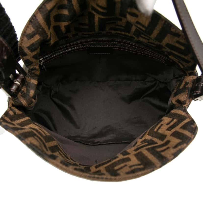 Fendi Zucca Canvas Double Flap Shoulder Bag Brown Very good condition - Model View