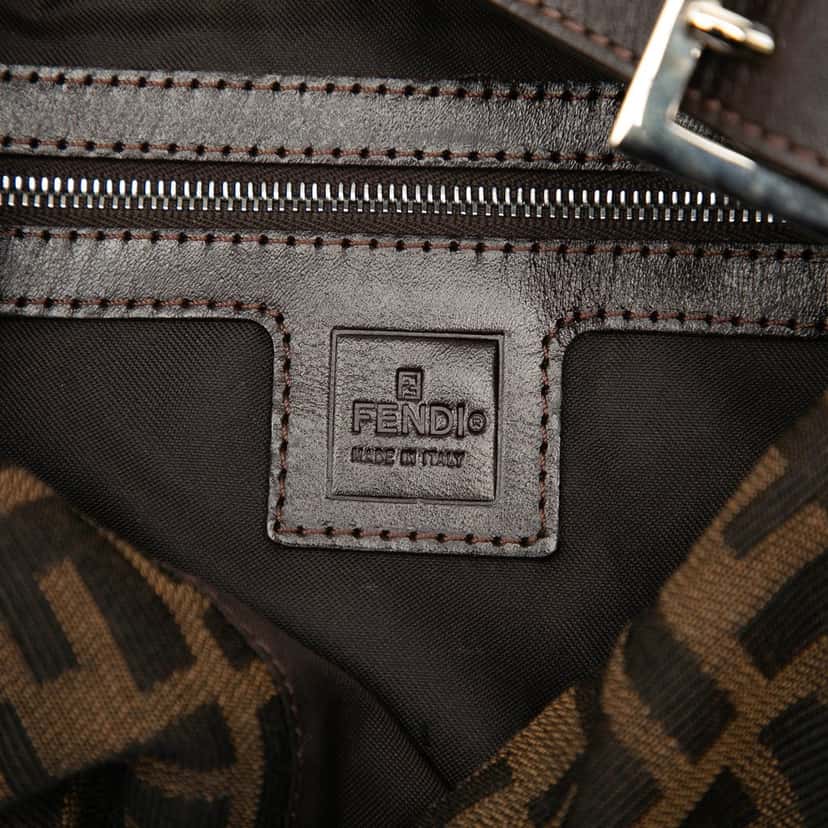 Fendi Zucca Canvas Double Flap Shoulder Bag Brown Very good condition - Box View