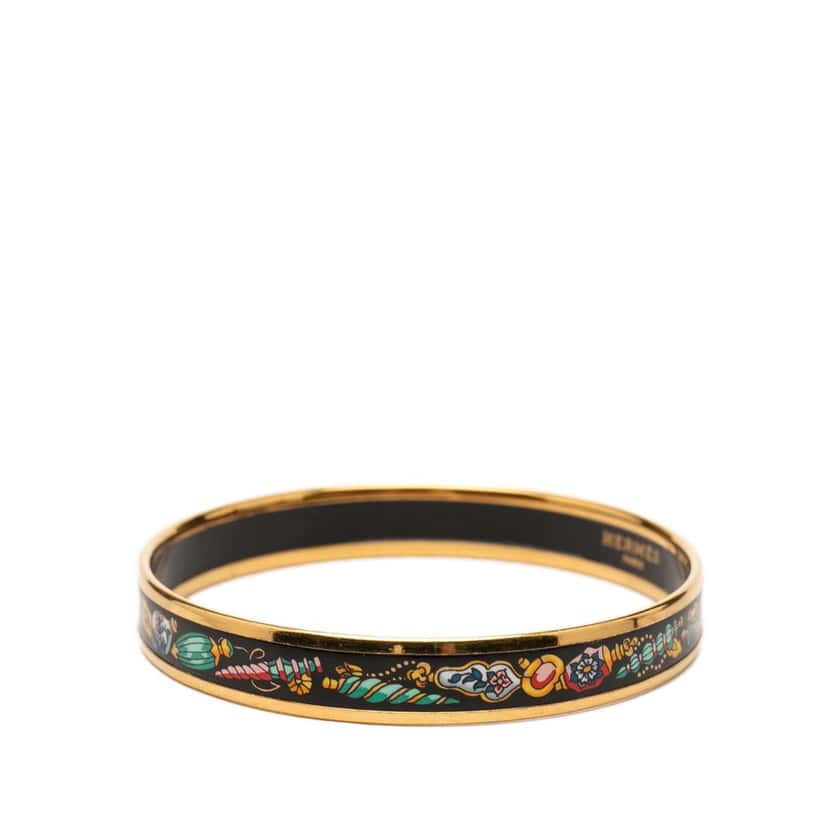 Hermès Narrow Qu Importe le Flacon Enamel Bangle 62 Black Very good condition - Back View