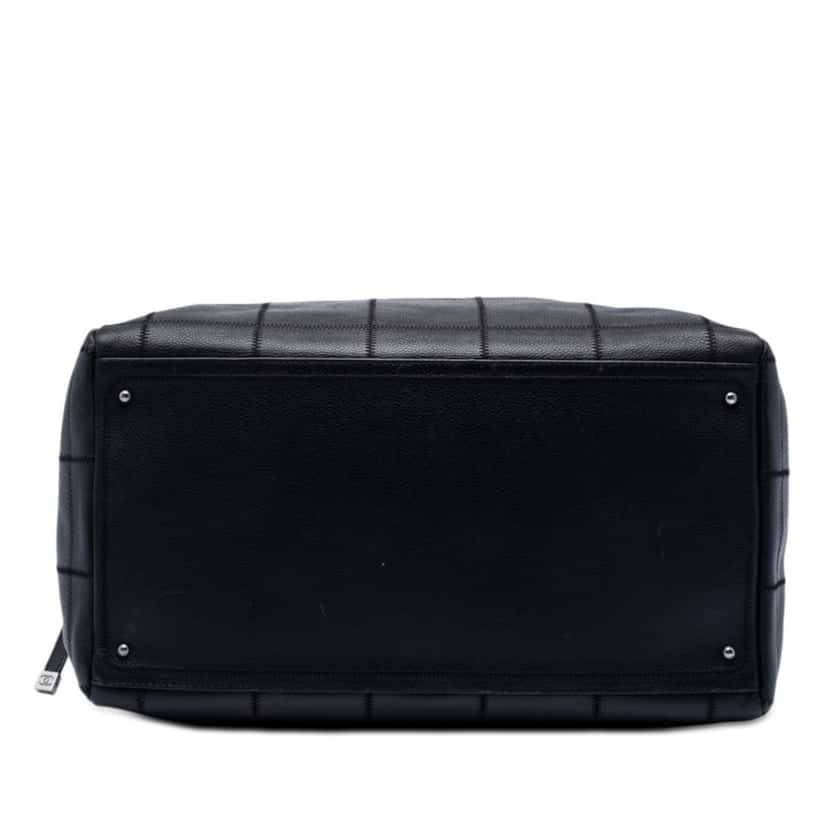 Chanel CC Chocolate Bar Caviar Wild Stitch Boston Bag Black Leather Very good condition - Inside View