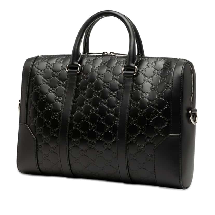 Gucci Guccissima Business Bag Black Leather Very good condition - Back View