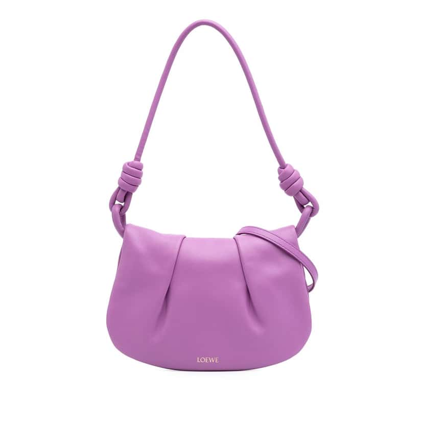 LOEWE Shiny Calfskin Paseo Satchel Purple Leather Very good condition - Front View