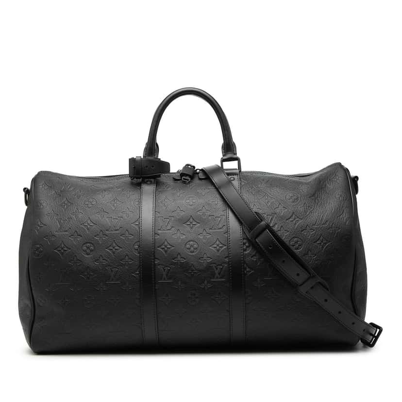Louis Vuitton Monogram Shadow Keepall Bandouliere 50 Black Leather Very good condition - Front View