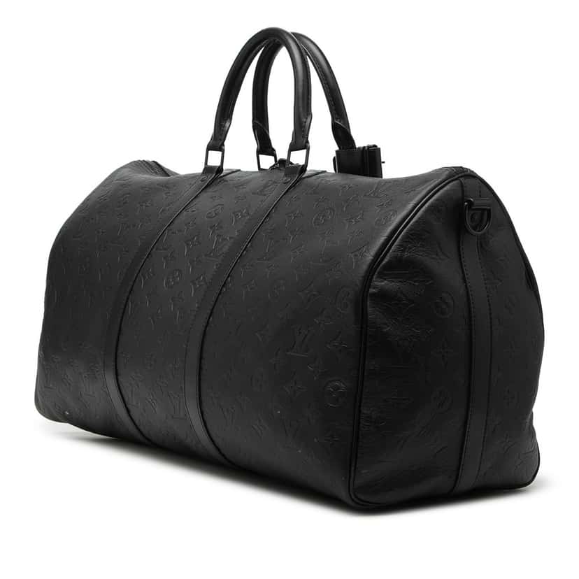 Louis Vuitton Monogram Shadow Keepall Bandouliere 50 Black Leather Very good condition - Back View