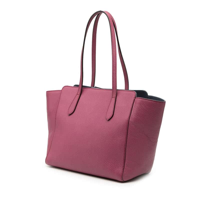 Gucci Medium Dollar Calfskin Swing Tote Purple Leather Very good condition - Back View